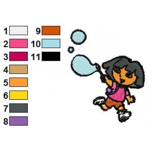 Dora Playing Baloons Embroidery Design
